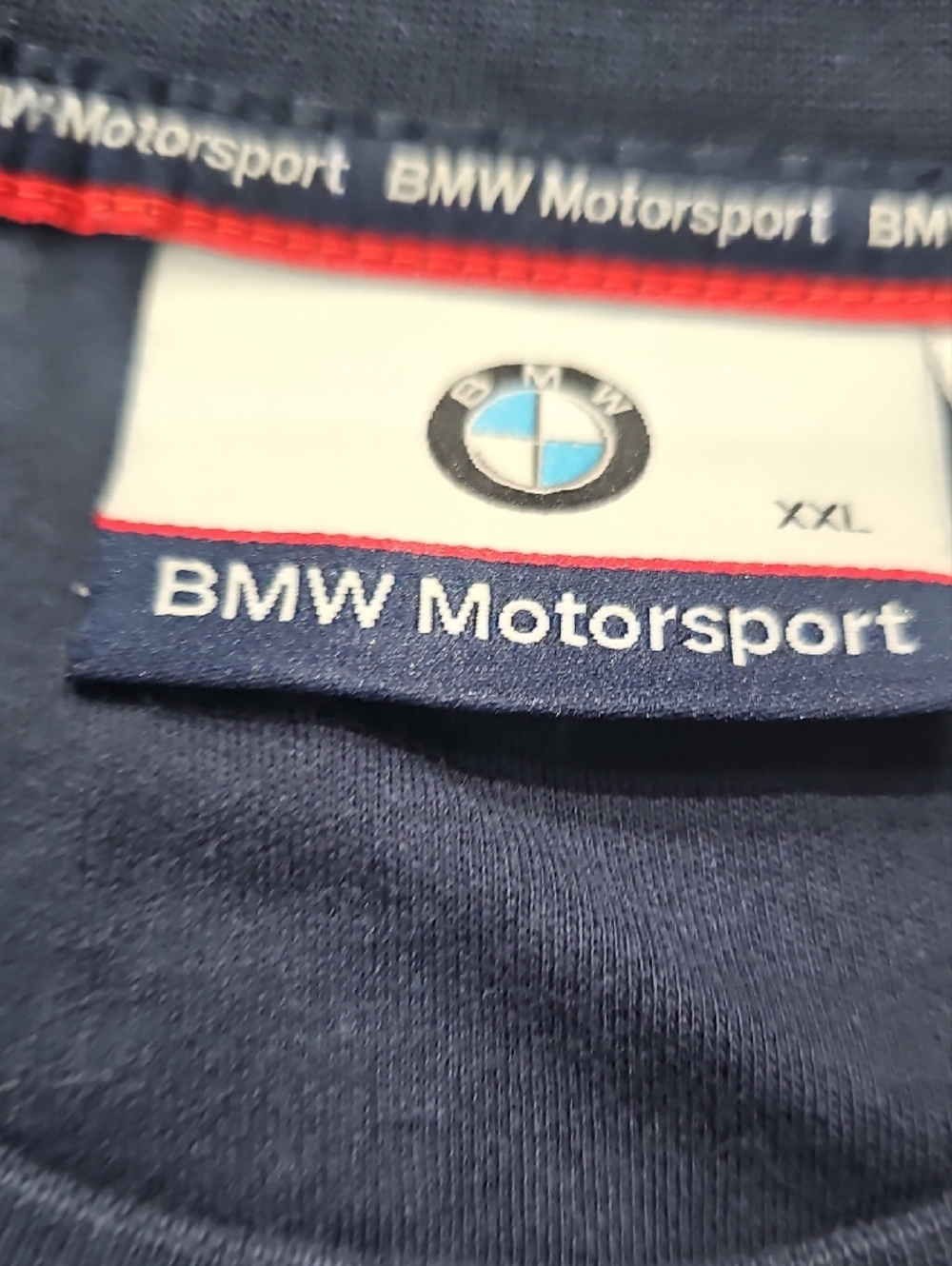 BMW Navy Blue Long Sleeve Logo Shirt with Red Stripe Accent - Picture 3 of 8